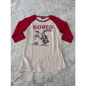 Cruel Girl Sz 14/16 Rodeo Days Red & Cream Raglan Shirt